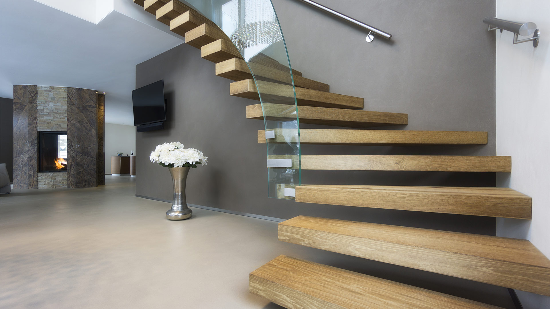 wooden steps with glass railing round rock tx